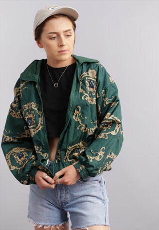 VINTAGE OVERSIZED PATTERNED BOMBER JACKET Z386