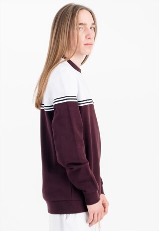OXBLOOD SWEATSHIRT WITH COLOR BLOCKING IN WHITE