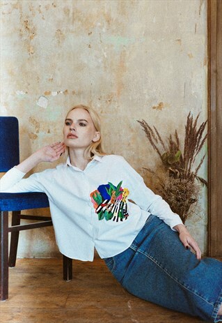 HAND EMBROIDERED WHITE SHIRT