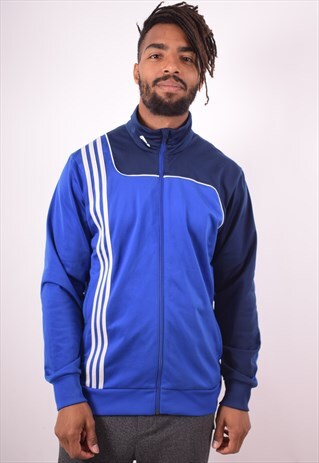 ADIDAS MENS VINTAGE TRACKSUIT TOP JACKET MEDIUM BLUE 90S