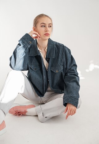 VINTAGE BOXY FIT PROLONGED DENIM JACKET IN DARK BLUE L/XL