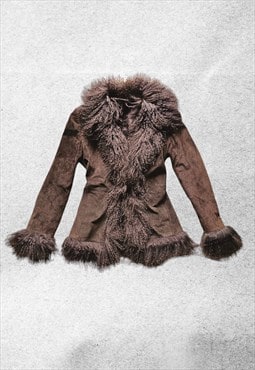 vintage penny lane faux fur suede coat