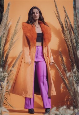 THE DUCHESS- 70s style Orange Penny Lane Coat 