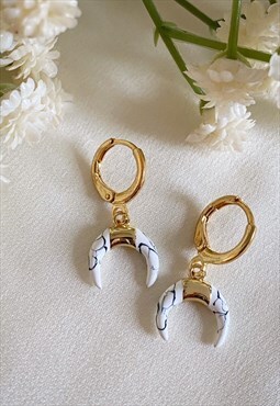 Cayman White Huggie Hoop Earrings