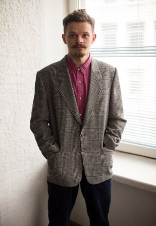 VINTAGE 90'S GREY WOVEN WOOL JACKET