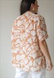 VINTAGE 80S SHORT SLEEVE SHIRT IN CREAM ABSTRACT PRINT