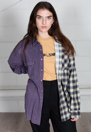 VINTAGE CHECKED FLANNEL RECONSTRUCTED UNISEX SHIRT