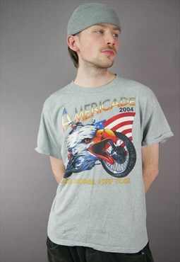 Vintage 2004 Americade Biker T-Shirt in Grey