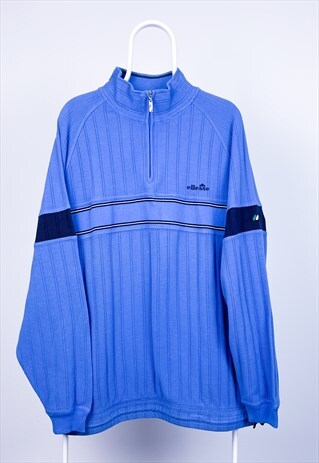 VINTAGE ELLESSE SWEATSHIRT 1/4 ZIP BLUE XL
