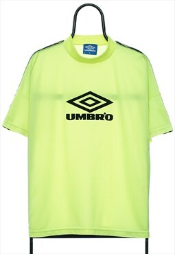 Vintage Umbro Logo Neon Yellow Sports TShirt Womens