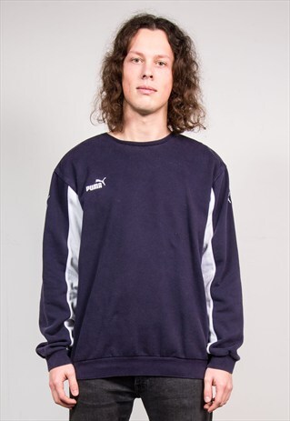 VINTAGE 90'S DARK BLUE PUMA SWEATSHIRT JUMPER