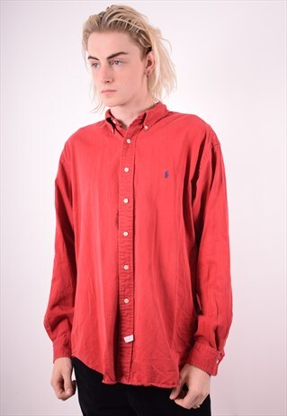RALPH LAUREN MENS VINTAGE SHIRT LARGE RED 90S