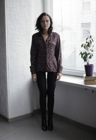 VINTAGE 80'S BROWN PATTERNED BLOUSE