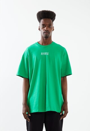 GREEN T-SHIRT WITH WHITE EMBROIDERY