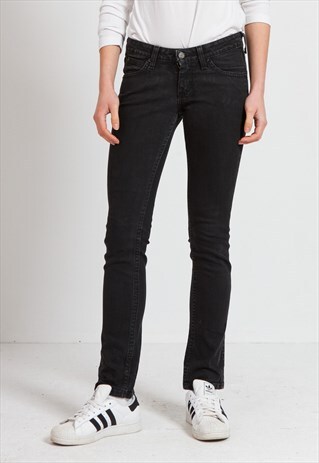 VINTAGE BLACK LEE SKINNY FIT DENIM JEANS