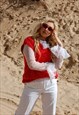 VINTAGE Y2K CROCHET OVERSIZED UNISEX COLLAGE JUMPER VEST RED