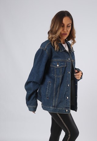 VINTAGE DENIM JACKET OVERSIZED FITTED UK 18 XXL (O1S)