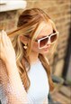 WHITE FLAT TOP OVERSIZED SQUARE SUNGLASSES