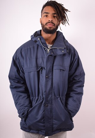 ELLESSE MENS VINTAGE JACKET MEDIUM NAVY BLUE 90S