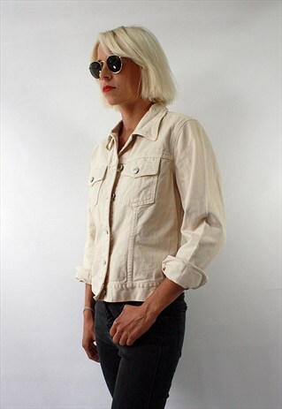 VINTAGE 90'S AMAZING CLASSIC BEIGE DENIM JACKET