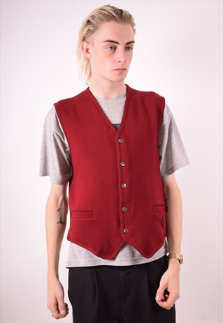 YVES SAINT LAURENT MENS VINTAGE WAISTCOAT LARGE MAROON 90S