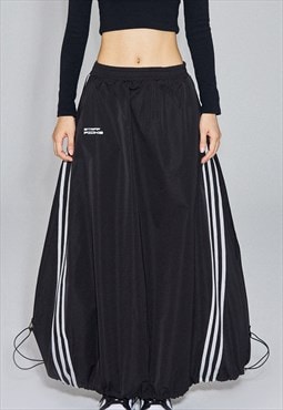 Oversize utility maxi skirt wide gorpcore striped skirt 