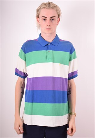 POLO RALPH LAUREN MENS VINTAGE POLO SHIRT LARGE MULTI 90S