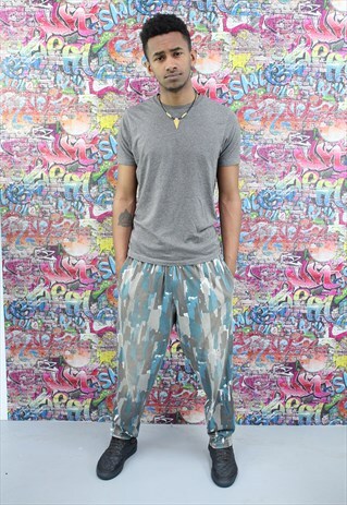 VINTAGE 90S PATTERNED FESTIVAL TROUSERS. FUNKY. UNISEX.