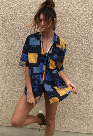 PATTERNED OVERSIZED RETRO VINTAGE UNISEX FESTIVAL SHIRT