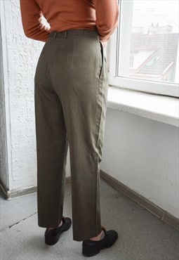 Vintage Khaki Cotton Classic Trousers