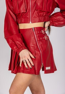 Ride Red Vegan Leather Skirt