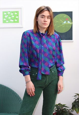 80S HARLEQUIN PURPLE PRINT