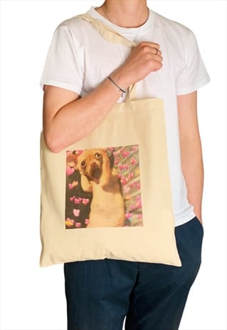 FUNNY DOG LOVE HEART TOTE BAG MEME PRINT