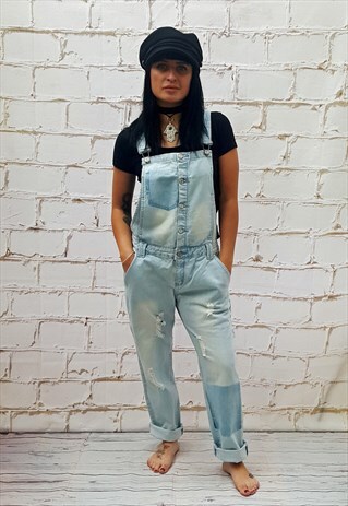 VINTAGE BLUE DENIM LONG DUNGAREES