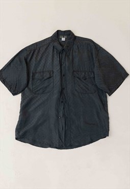 Vintage 70s Polka Dot Button Up Short Sleeve Shirt Women XL