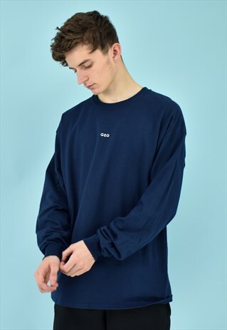 G&G UNISEX NAVY L/S CUFFED SIMPLE EM TEE