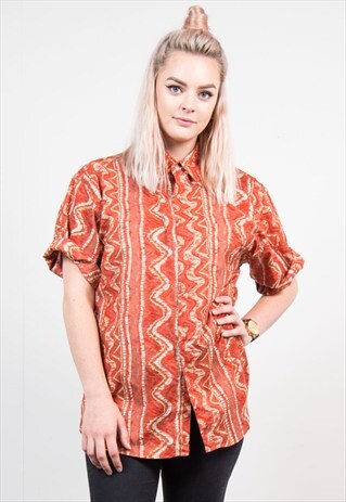 VINTAGE 90'S RED ABSTRACT PATTERN SHIRT