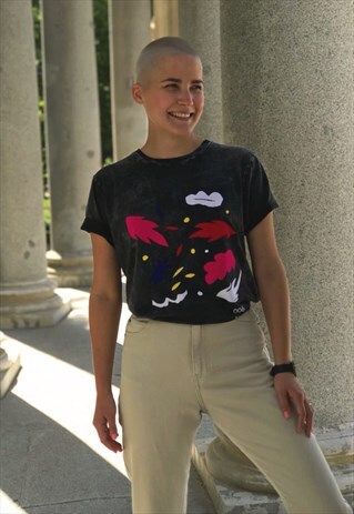 COLLAGE RAINBOW VINTAGE GREY T-SHIRT