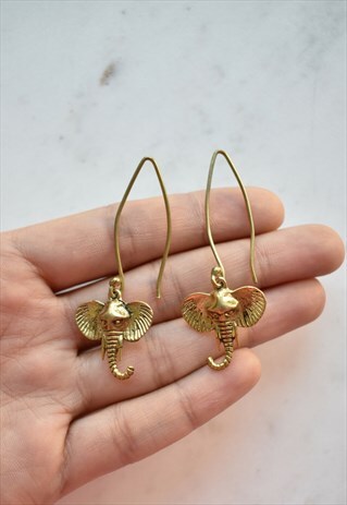 NICKLE FREE BRASS ELEPHANT EARRINGS WITH ALMOND EARWIRES