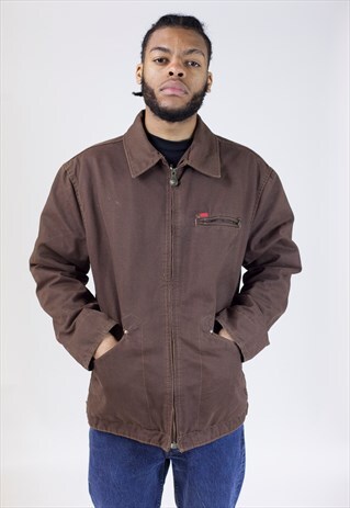 VINTAGE BROWN 90'S ZIP-UP JACKET