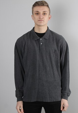 VINTAGE ASICS LONG SLEEVE POLO SHIRT LARGE