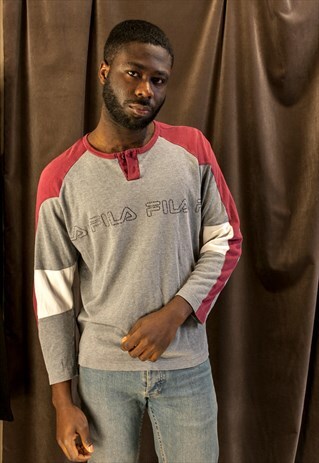 GREY AND RED LONGSLEEVE T-SHIRT