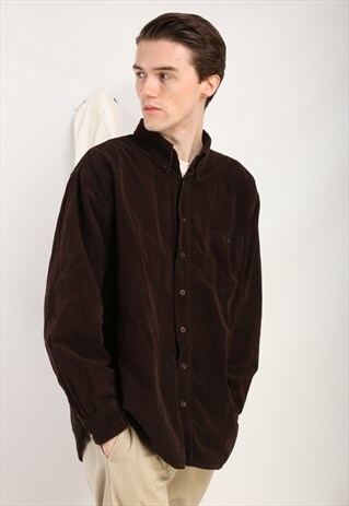 VINTAGE CORD SHIRT IN DARK BROWN Z31