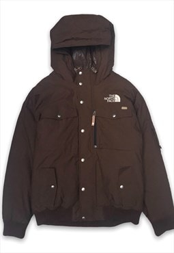 The North Face brown quilted hooded jacket