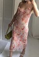 VINTAGE Y2K PEACHY PINK FLORAL DITSY STRAPPY SUMMER DRESS 