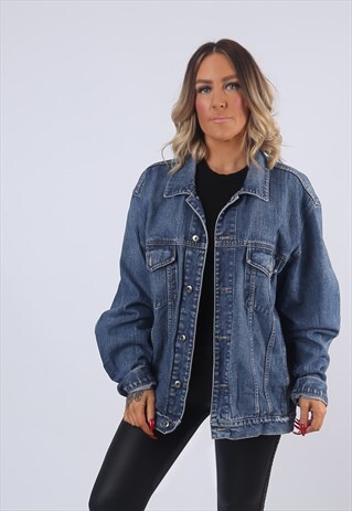 DENIM JACKET OVERSIZED FITTED VINTAGE UK 18 (EM2Y)