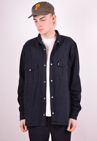 LEVI'S MENS VINTAGE DENIM SHIRT LARGE BLACK 90S