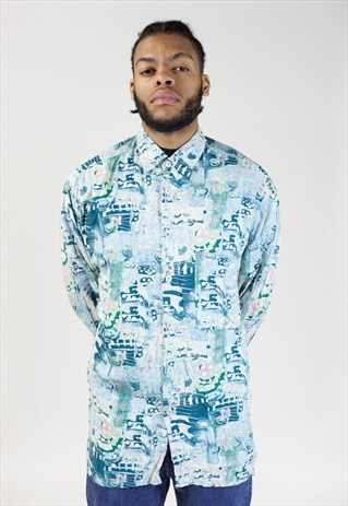 VINTAGE 90'S ABSTRACT PATTERNED SHIRT