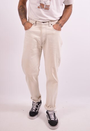 LEVI'S 505 MENS VINTAGE JEANS W34 L32 OFF WHITE 90S