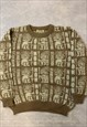 VINTAGE KNITTED JUMPER ABSTRACT PATTERNED KNIT SWEATER